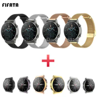 Metal Strap For Huawei Watch GT 2 Pro Smartwatch For Watch GT 2 42mm 46mm Wrist Bracelet Band+Full Screen Protective Case Cover