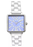 EGLANTINE EGLANTINE® La Parisienne 精鋼石英腕錶，藍色錶盤白色陶瓷錶鍊
