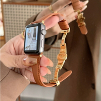 高級感小蠻蝴蝶扣表帶  真皮錶帶適用於Apple Watch 8 7 6 5柔軟SE45mm 41mm 44mm手錶帶