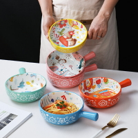 創意卡通陶瓷手柄烤碗烤箱專用網紅可愛家用烘焙焗飯水果沙拉盤碗