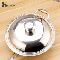 Stainless Steel Wok Lid Round Chef Pan Lid 30/32/34/36/38cm Frying Pan Lid Pot Lid Cooking Cover Kitchen Accessories