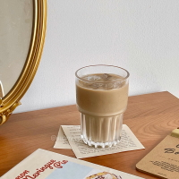 元氣角落 ins風拿鐵咖啡杯透明玻璃杯水杯牛奶飲料果汁杯奶茶杯子
