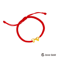 Jove gold漾金飾 簡單生活黃金編織繩手鍊-紅色