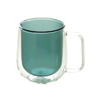 【Just Home】清透彩色雙層玻璃馬克杯250ml 綠色(杯子 玻璃杯 馬克杯)