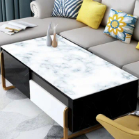 Pure White Marble leather table mat Waterproof oilproof heat resistant rectangle tablecloth custom dining table protector