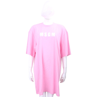 MSGM 白字母粉色短袖長版TEE 洋裝