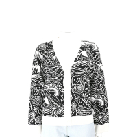 Max Mara-WEEKEND ORENLLA 緹花針織寬鬆黑白開襟衫 外套