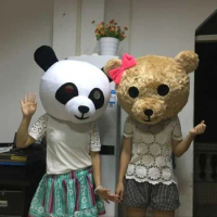 Bear Mascot Only Head Mask Cartoon Character Panda Heads and Teddy Bear Heads Mascot Headgear Fancy Couples Birthday Gift
