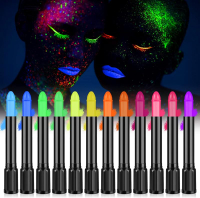 AOOWU Fluorescent UV Paint 6 Neon UV Paint Crayons for Face and Body Washable Non-Toxic UV Neon Pain