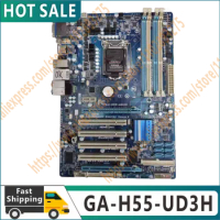 Original GA-H55-UD3H Motherboard H55 DDR3 SATA II USB2.0 16B LGA 1156 Desktop Mainboard Systemboard 100% tested