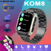 XUESEVEN KOM8 4G+128GB Smartwatch 4G LTE SIM Card GPS WIFI Android 8.1 Google Store 500W+200W Camera Sport Waterproof Men Watch