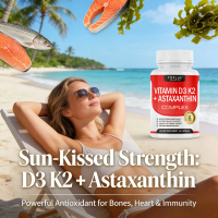 Vitamin D3 K2 + Astaxanthin Complex 12mg: Kesehatan Tulang, Jantung & Antioksidan