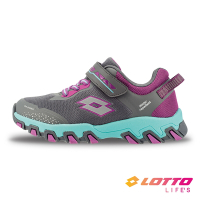 【LOTTO 義大利】童鞋 冒險王 2.0 防潑水越野跑鞋(灰/紫-LT2AKR6338)