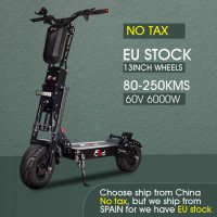 FLJ 13inch Electric Scooter with 6000W/60V Dual Engine Fat tire big wheel design double drive E Scooter Panasonic Battery 40AH