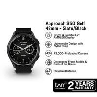 Jam Tangan Unisex Garmin Approach S50 010-03010-40 Smartwatch Advanced GPS Golf Slate Aluminum Bezel