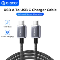 ORICO 100W PD USB C Cable 5A Fast Charging Cord Type C Nylon Braid for iPhone15 MacBook Pro iPad Pro Air Samsung Galaxy Laptop