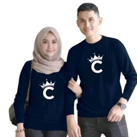 Kaos Baju Couple Dewasa Huruf C Mahkota Lengan Pendek Lengan Panjang Katun Combed(HARGA SATUAN/COD) 