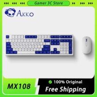 Akko MX108 Mechanical Keyboard Two Mode 2.4G Bluetooth Wireless Ergonomics Gaming Keyboard Portable Office Pc Gamer Mac Win Gift