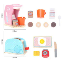 Children's Simulation Kitchen Appliances Kitchen Toys Sets Coffee Bread Machine Educational Toys Wooden Kitchen Toys For Girls