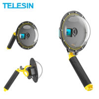 TELESIN Dome Port for DJI OSMO Action 4 3 Waterproof Housing Case with Floating Handle Grip Bobber for DJI OSMO Action Camera