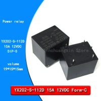 Original 2pcs/lot power relay YX202-S-112D 15A DC12V DIP5 rice cooker hot water heater commonly used relay Form-C