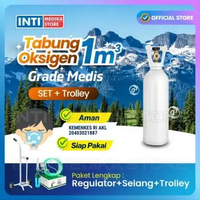 Tabung Oksigen Set 1m3 (+ Trolley + Regulator + Selang Nasal Oxygen) | Tabung Oxygen