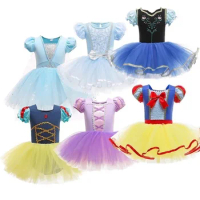 Princess Dress Summer Tutu Dress Children Elsa Anna Rapunzel Cosplay Costume Kid Performance Carniva