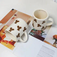 Cute Bear Pater Ceramics Mugs Coffee Milk Mark Cups Retro Coffee Cup Afternoon Tea Cute Ceramic Mug Coffee Mugs