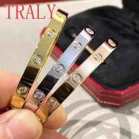Real 18K Rose/White/Yellow Gold Couples Bracelet Moissanite Diamond Luxury Jewelry Bangles Women's High Quality Gifts