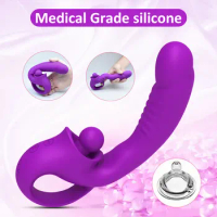 Female Vaginal Penetration Vibrator Clitoris Tongue Licking Vibrator Automatic Heating AV Vibrator Adult Flirtation Sex Toys
