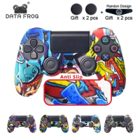Data Frog Anti-Slip Protective Skin For SONY Playstation 4 Controller Case For PS4 Pro Slim Water Transfer Printing Gamepad