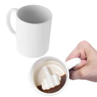 Creative Design White Middle Finger Mug Novelty Style Mixing Coffee Milk Cup Funny Ceramic Mug Water Cup