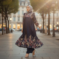 DREANA STORE - Yasmine Set Wanita Muslim Tunik Rayon Motif Bunga Mix Celana Kulot Crinkle Setelan Mu