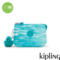 Kipling (網路獨家款) 湖水綠水波紋印花三夾層配件包-CREATIVITY S