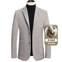 毛呢外套羊毛西裝-保暖簡約修身純色男外套2色74de9【獨家進口】【米蘭精品】