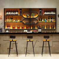 Industrial Whisky Bar Cabinets Unique Modern Display Club Wine Cabinets Shelf Wall Mounted Botellero Vino Kitchen Furnitures