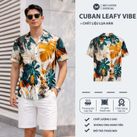 Áo Sơ Mi Cuban nam Leafy Vibe MKCLEVER Chất lụa mềm mịn, thoáng mát, chống nhăn, form rộng mặc hằng 