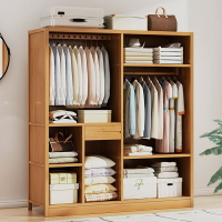 實木衣櫃 簡易組裝家用臥室櫃子 儲物櫃 收納櫃 衣服架子 掛衣櫃 衣櫥