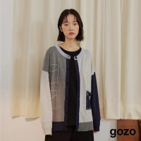 【gozo】拼色壓線造型毛衣外套(兩色)