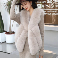 New Real Fox Fur Coat Winter Vest Women Fur Genuine Fox long Style Pelt Fur Vest For Women Vest coat