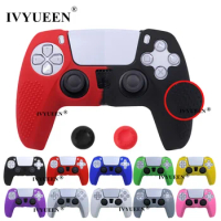 IVYUEEN Non-Slip Studded Silicone Case for PlayStation 5 DualSense Controller Protective Skin Thumb Grips Cap for PS5 Gamepad