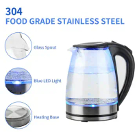 Upgrade110v 1500w 1.8l Glass Electric Kettle Auto Shut-off Overheat Protective Electric Teapot With Inner Steel Cover US Plug