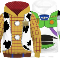 Anime Toy Story Buzz Lightyear Woody 3D Print Hoodies Jacket for Kids Spring and Autumn Coat Tops Cosplay Costume Christmas Gift