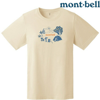 Mont-Bell 女款 Wickron 排汗衣/圓領短袖 1114785 STAY IN A TENT IV 象牙白