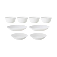 【CorelleBrands 康寧餐具】PYREX 靚白強化玻璃8件式碗盤組(H01)
