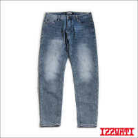 【IZZVATI】浮雕淺灰牛仔褲-灰藍(街頭時尚的雅痞單品)