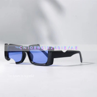 Asymmetrical Trimmed Design Sunglasses UV400 Personalized Fashion Incomplete Design Tiffany Blue Sun