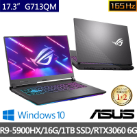 【ASUS 華碩】ROG Strix G713QM 17.3吋2K電競筆電-灰(R9-5900HX/16G/1TB SSD/GeForce RTX3060 6G/W10)