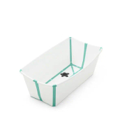 【A8 STOKKE】▲ Flexi Bath 摺疊式浴盆▲-白色（湖水綠包邊）