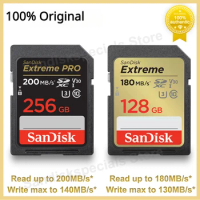 SanDisk Memory Card Extreme PRO 256GB 128GB SD Card Class10 U3 V30 UHS-I 64G SDXC Flash Card 4K UHD For 1080p 3D Full HD Camera